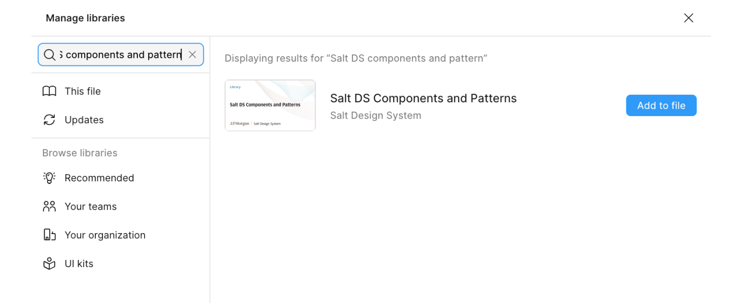 Screenshot of searching Salt DS libraries